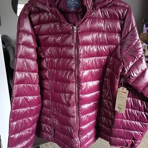 Lightweight Hooded Puffer Jacket - Berry Plum.  New With Tags